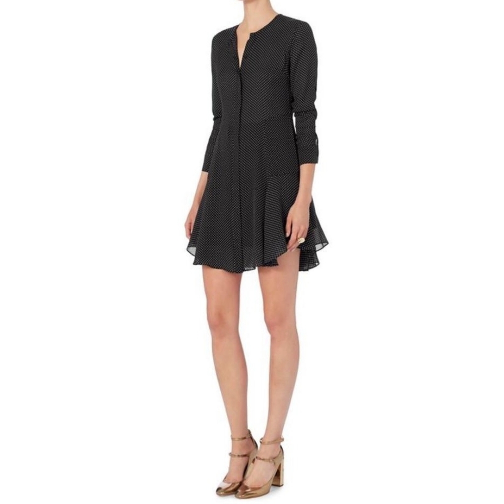 ALC Randi Women's BLK & White Polka Dot Silk Dress